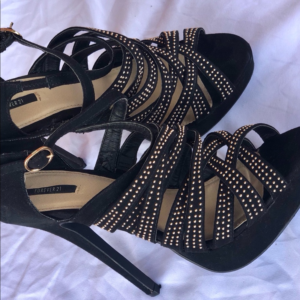 Black Studded Strappy Stilettos